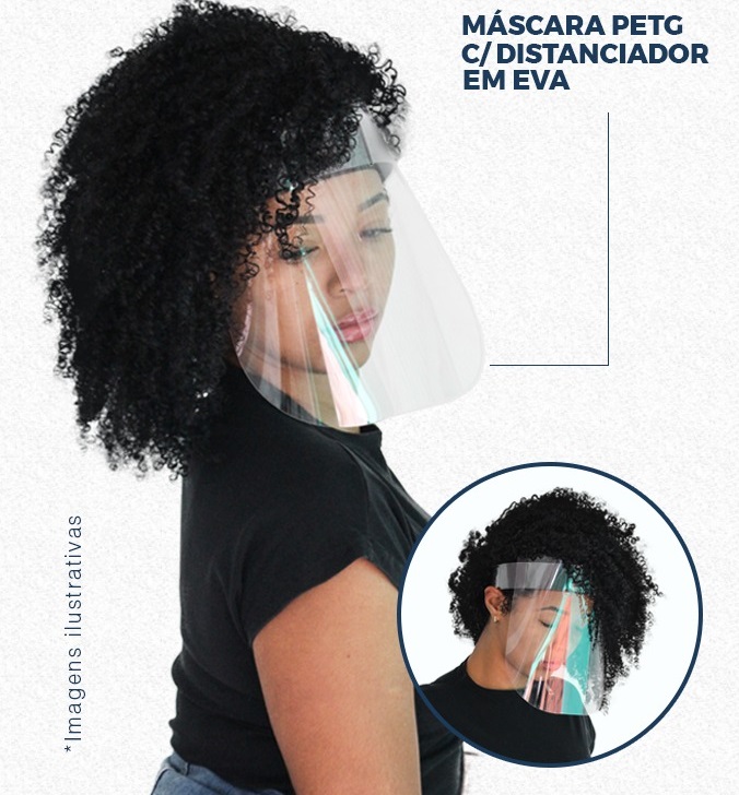 PROTETOR FACIAL COM DISTANCIADOR EM EVA