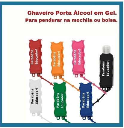 CHAVEIRO PORTA ÁLCOOL EM GEL PARA PENDURAR NA MOCHILA OU BOLSA